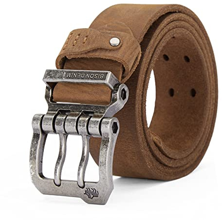 Gürtel Herren Echt Leder Doppeldorn Ledergürtel Herren 38mm | Retro Cowboy Herrengürtel für Jeans Casual Arbeit, Jeansgürtel mit Alloy Schnalle, Geschenkbox