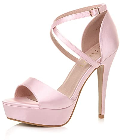 AJVANI platform high heel peeptoe cross over strappy shoes size 5 38
