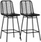 HOMCOM Lot de 2 tabourets de Bar Chaise de Bar Design bohème Hauteur 66 cm avec Repose-Pieds métal - Noir