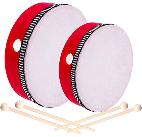 2-teilig handtrommel mit schlägel für kinder,handtrommel percussion,tamburin trommel,tamburin holz,tambourin percussion,trommel mit schlägel