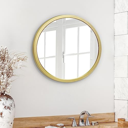 Americanflat 51 cm Gerahmter Gold Runder Spiegel für Badezimmer, Schlafzimmer, Eingangsbereich, Wohnzimmer - Großer Kreis Spiegel für Wanddekoration