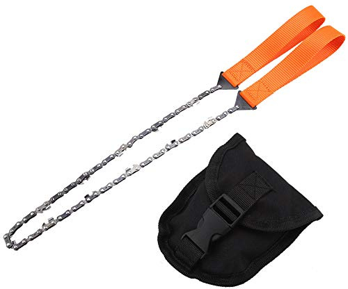 Tronçonneuse à main, 103 cm scie à fil de survie avec sac, tronçonneuse de poche, tronçonneuse à chaîne bidirectionnelle portable pour camping, jardin, survie, de bois, accessoires d'extérieur