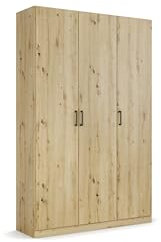 Rauch Möbel Allrounder Schrank Drehtürenschrank Kleiderschrank Eiche Artisan, 3-türig, inkl. 8 Einlegeböden, BxHxT 136x197x54 cm