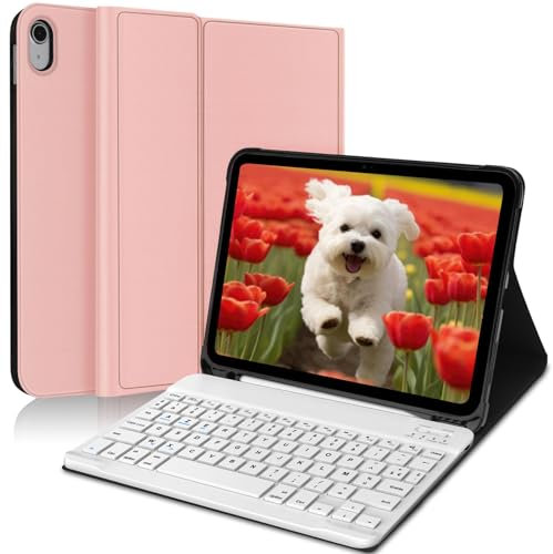AVNICUD Clavier pour iPad 10e Génération et iPad 11 Ème Generation A16, (10.9 2022/11 Pouces 2025), Étui Keyboard Bluetooth Magnétique Détachable AZERTY, Or Rose