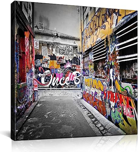 Kepgonegu Leinwand-Kunst, moderne Wanddekoration, Straßen-Graffiti, Wandkunst für Schlafzimmer, Wohnzimmer, Größe 35,6 x 35,6 cm