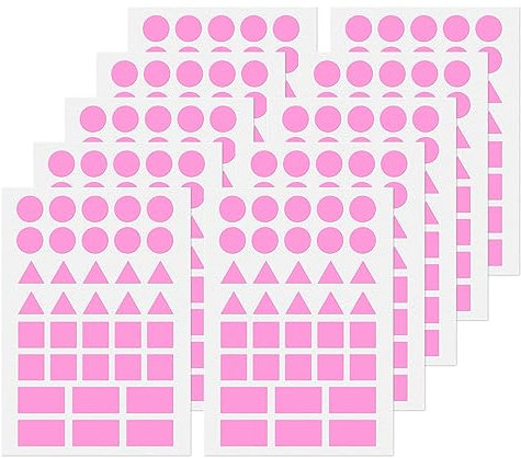 YIKIADA Rosa Aufkleber Geometrische Formen Selbstklebende Klebepunkte Etiketten Dreieck, Kreis, Quadrat, Rechteck Umzugsaufkleber 360 Stück