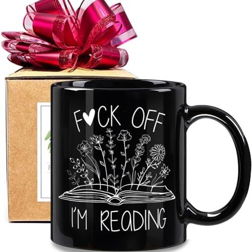 Inspirational F**k Off I'm Reading Coffee Mug, Funny Christmas Birthday Graduation Book Theme Coffee Mug Gifts for Book Lover Readers Bookworm Writers Friends Teacher Men Son Daughter Kids-159, Black