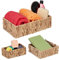 Relaxdays Aufbewahrungskorb Wasserhyazinthe, 3er Set, Körbchen in 3 Größen, Badezimmer Aufbewahrung, Flechtkörbe, Natur