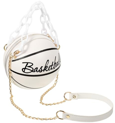 WRITWAA 1Pc Basket-Ball Sling pour Femmes Rose À Main Bandoulière À Main Cercle Basket-Ball en Forme De À Main Forme De - À La Mode Ronde Bandoulière