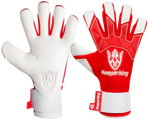 Keeperking Torwarthandschuhe Herren GladiatorKing Negative Cut Professional mit Profi Extreme Grip 4 mm (9, G-Rot-Weiß)