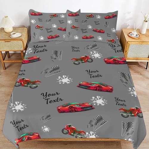 Naispanda Personalisiertes Bettwäsche Set, Personalisiertes Bettbezug Set mit Foto/Text/Logo, Reißverschluss für Familie, Kinder, Paare, Geburtstag, Hochzeit (1 Bettdecke und 2 Kissenbezüge)