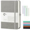 Fasood Notizbuch A5 Kariert, Hardcover Journal Notizbücher mit 320 Seiten, 100g/m² Dickes Papier, Mehrfarbige Registerkarten, Stiftlasche und Dokumententasche, für Schule, Büro (Grau)