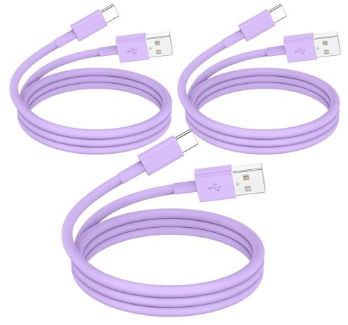 Essri 3-Pack Carplay USB A to C Cable for iPhone 16/15 Pro Max,USB C Car Charger Cable 3FT,Fast Charging Cord Compatible with iPad Pro/Air/Mini, for Apple 16/15 Series,for Samsung,Purple