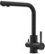 APPASO 3-Wege Wasserhahn Küche Schwarz, 3 in 1 Mischbatterie für Wasserfilter, 360° Drehbar, 2 Hebel Trinkwasserhahn, Edelstahl Drei Wege Armatur