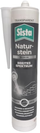 Naturstein Silikon Transparent- Dichtstoff für Marmor Sandstein Basalt - Neutralvernetztendes SIlikon - Schimmelresistent - Dauerelastisch (1 x 280ml)
