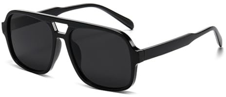 WDZAYXC Retro Sonnenbrille für Damen Herren,Trendy Retro Sonnenbrille mit großem Rahmen(Schwarz/Grau)