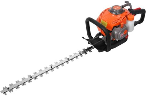 26CC Akku-Gas-Heckenschere, 60 cm Länge, Doppelklinge, 0,65 kW/0,88 PS, robuste Trimmer für Busch-, Strauch- und Hofpflege, Orange