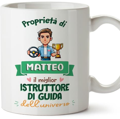 Mugffins Tazza Personalizzata in ceramica per ISTRUTTORE DI GUIDA uomo 11 oz / 350 ml - In italiano - Proprietà di - Idea regalo per compleanno, anniversario, natale, laurea