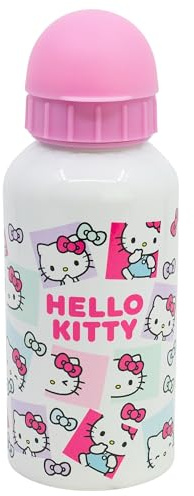 Stor Hello Kitty Aluminium Trinkflasche 400ml für Kinder - Wiederverwendbare Kinderflasche mit Sicherheitstrinktülle und Auslaufschutz - Leicht und Robust