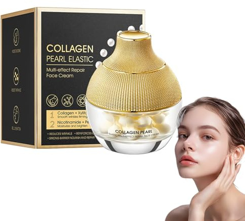 Beauty Collagen Creme mit Hyaluronsäure, Anti Aging Hyaluron Gesichtscreme, Face Moisturizer, hochdosierte Kollagencreme für das Gesicht, Collagen Pearl Multi-Effekt-Reparaturcreme