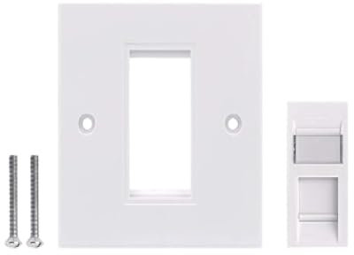 Rj45 Socket Cat6 Ethernet Socket Ethernet Plug Wall Socket Single Ethernet Faceplate Rj45 Network Wall Plate 1 Port Single Socket Ethernet Socket Wall Box for Ethernet Cable Installation