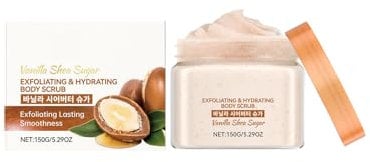 Vanilla Shea Sugar Body Scrub Peeling 150g, Smooth und Tight Body Scrub, Vanille Shea Zucker körperpeeling Natürliches Bio, Feuchtigkeitsspendend Nährt die Haut Für alle Hauttypen