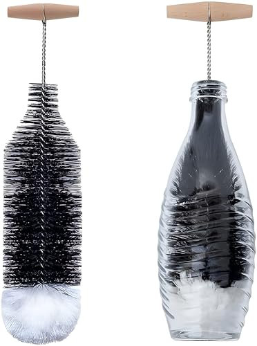 Cultzen 35cm Flaschenbürste kompatibel mit Sodastream Glasflasche, kratzerfreier Flaschenreiniger Bürste Löst hartnäckigen Schmutz, Reinigungsbürste mit Perfekter Passform für Glaskaraffe