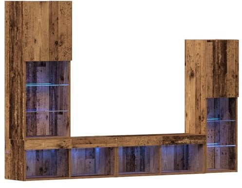 vidaXL TV-Schrank mit LED-Lichtern Alte Holz 40,5x30x102 cm