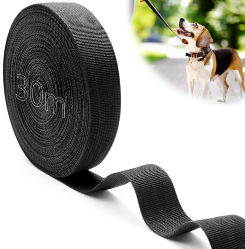 Mbsomnus Gurtband 30mm Polypropylen Nylonband 30M Gurtbänder Schwarz | Gurtband Baumwolle, 30mm Breites Band, Wasserresistent, Taschengurte zum Nähen, Ripsband, für DIY, Schneiden, Nähen, Rucksack