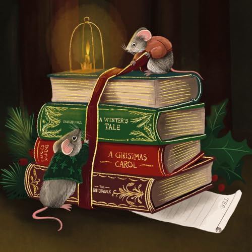 Museums & Galleries Charity Christmas Cards Pack of 8 - Mice and Classic Christmas Books Design - Festive Christmas Cards Multipack - In Aid of UK Charities