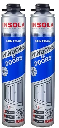 Bauschaum 750ml Pistollenschaum PU-Schaum Montageschaum INSOLA Windows & Doors Isolierschaum für Fenster Türen Fugen Abdichtung Wärmeisolierung Innen Außen Bau