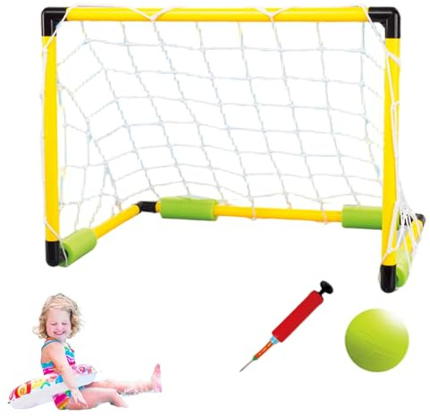 Grtheenumb Pool-Tor, Wasserfußball-Set, Sommerkühlung, schwimmender Pool-Fußball, inklusive 1 Ball und 1 Pumpe, interaktive Eltern-Kind-Spiele für Erwachsene und Familie