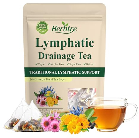 Lymphatic Drainage & Detox Tea - Lymphatic Herbal Tea with Dandelion | Reduce Swelling & Cellulite Reduction Supports - Vegan, Caffeine Free, 40 Tea Bags