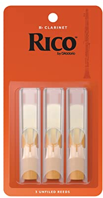 D’Addario Woodwinds - Rico Bb Clarinet Reeds - Reeds for Bb Clarinet - Crafted for Beginners, Students, Educators - Strength 3.0, 3-pack