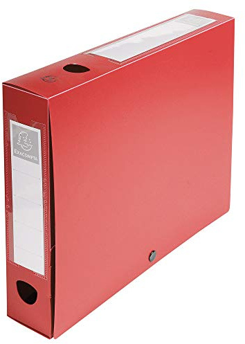 Exacompta 59635E Sammelbox OPAK 60mm mit Druckknopf aus blickdichtem Kunststoff für DIN A4 Archivbox Heftbox Zeichenbox Sammelmappe rot