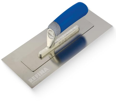 REFINA SUPERFLEX-1 Plastering Trowel - 12 x 5 (300 x 125mm) Flexible 0.4mm Stainless Steel Blade for Finishing Walls & Ceilings - Lightweight Plastering Tools & Construction Tools