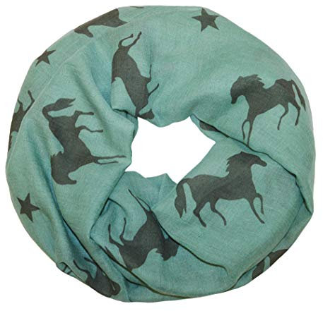 thb Richter Damen Schlauchschal Pferd Rundschal Loopschal Pferde Horse Schal Loop Halstuch Stern (mintgrün)