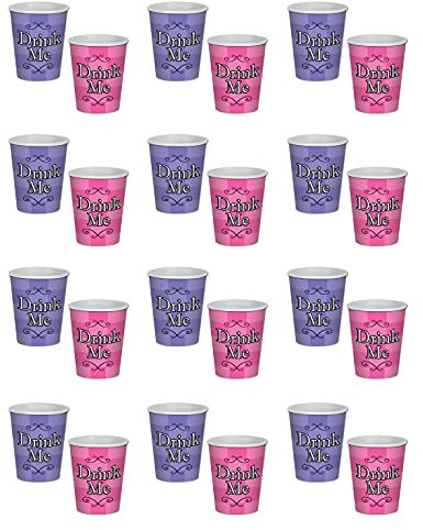 Beistle 58182, 24 Piece Alice in Wonderland Beverage Cups, 9 Ounces, Paper, Purple/Pink/Black/White, 9 oz