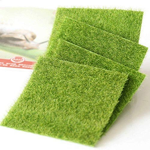 Shindel Künstliche Gras-Dekoration zum Basteln, 15,2 x 15,2 cm, Fee, künstliches Moos für Miniaturgarten, Puppenhauszubehör, Diorama-Zubehör, DIY-Dekoration, 4 Stück
