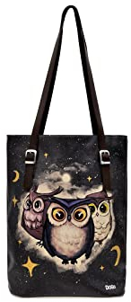 DOGO Damen Shopper Owls Family Tallbag, Schwarz