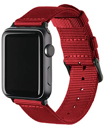 Archer Watch Straps - Correas de Nailon Premium para Apple Watch (Rojo/Negro, 40/41/42mm)