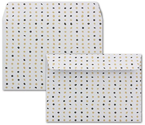 100x Briefumschläge DIN C6 in Weiß mit farbigen Punkten - Haftklebung mit Abziehstreifen - 114 x 162 mm - 80 g/m² - Weihnachtsumschläge mit Motiv für Firmen und Privat