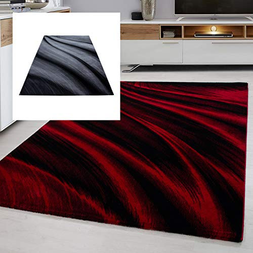 Ayyildiz Teppich-Teppich modern Designer Wohnzimmer Abstrakt Wellen Optik, Polypropylen, Schwarz, 80 X 300