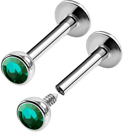 KJM FASHION 2 Stk Chirurgischer 316-l-stahl Lippe 1.2mm - 1 8mm 5/16 Vertical Labret Lip Spider Bite Madonna Ohrringe Monroe Piercing Schmuck 0292