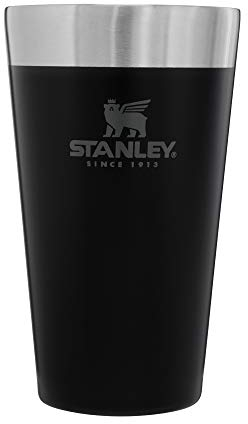 STANLEY Adventure - Vaso de cerveza apilable, vaso de pinta de cerveza de acero inoxidable de doble pared resistente de 16 onzas (negro mate)