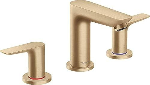 hansgrohe Wasserhahn Talis E 3-Loch Waschtischarmatur, Auslauf Höhe 150mm mit Zugstangen-Ablaufgarnitur, Brushed Bronze
