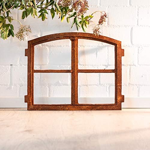 Antikas – Finestra in ferro con 2 pale, finestrella a battente, per muro, 58 x 48,5 cm