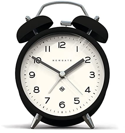 NEWGATE® Charlie Bell Echo Wecker | Moderne Interpretation der klassischen Doppelglockenuhr | Schwarz | Leicht lesbare Zahlen | Ideal für Nachttisch, Schreibtisch oder Regal | Modernes Retro
