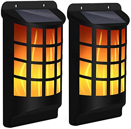 Solalite Solar Wall Lights, LED Torch with Flickering Flame 60 LED Waterproof Outdoor Solar Lamp for Garden, Landscape, Halloween Pathway, Patio, Balcony Deck Yard (2 Pack)