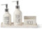 Rae Dunn Kitchen Sink Soap Dispenser Set, Hand & Dish Soap Dispenser with Sponge Holder & Tray, White Ceramic